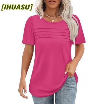 Damen Mode Lässig Einfarbiger Druck Kurzarm Rundhals Blusen & Hemden Internationales Design