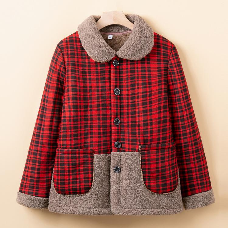 Middle-aged Lady In Winter Plus Velvet Thickened Jacket Mom Winter Clothes Cardigan Old Man Old Lady Clothes Grandma Fashionable