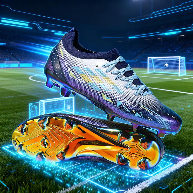Colorful Electroplated Bottom Couple Teen Student Game Training TPU Seamless Low-top Football Shoes