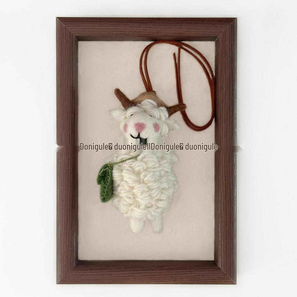 Nepal Handmade Wool Felt Farmer's Hat Sheep Doll Keychain & Bag/Car Charm