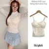 The Pink Slim Fit Ribbon Frill Lace Camisole 3color