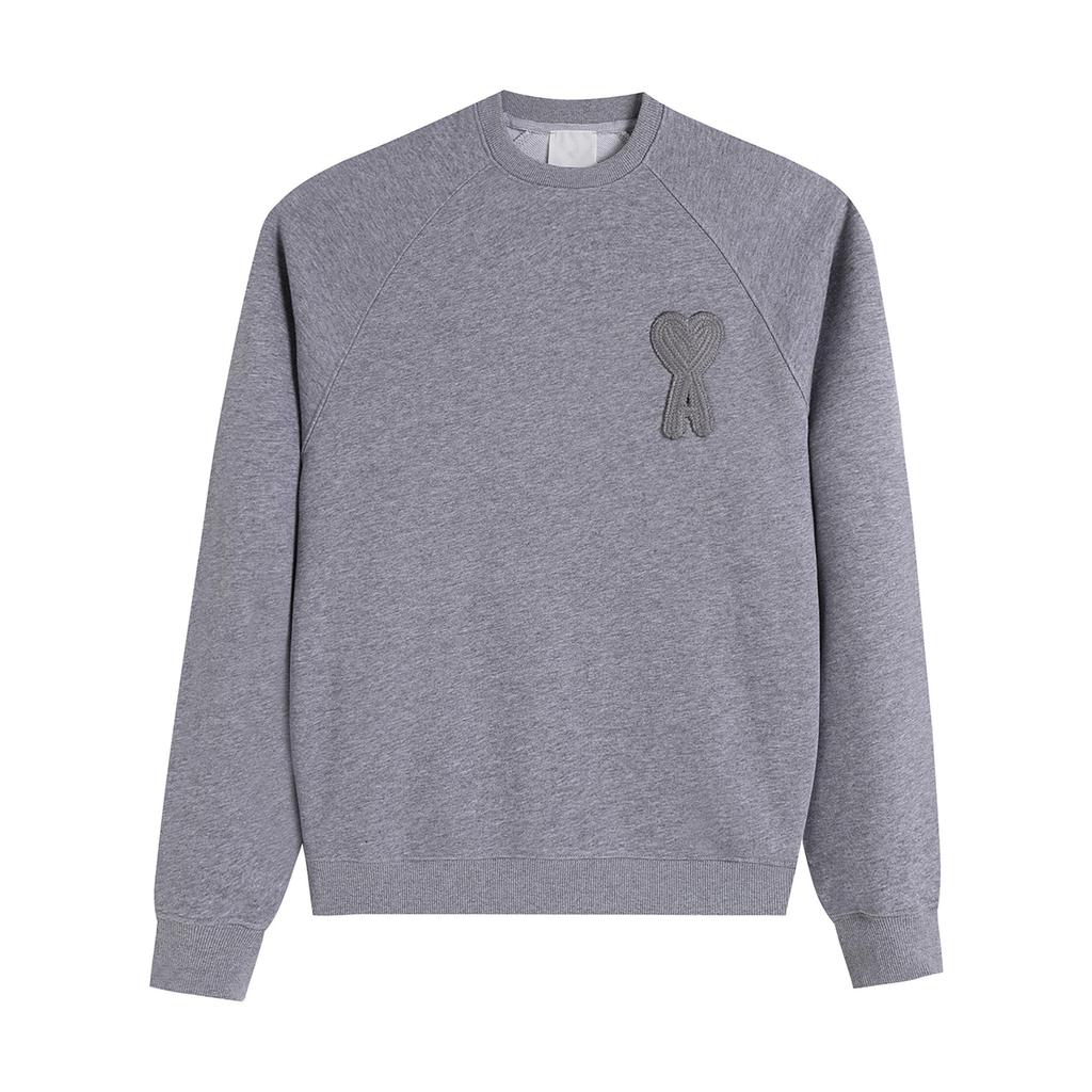 Unisex Crew Neck Sweatshirt Multi Colors with Heart & A Embroidery Casual Pullover for Men Women