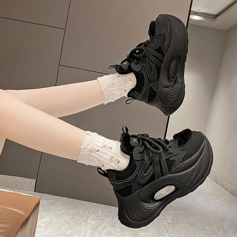 Fashion Women High Platform Sneakers 7.5CM Wedge Heels Walking Shoes Woman New Autumn Winter Warm Vulcanize Shoes Female Chunky Sneakers