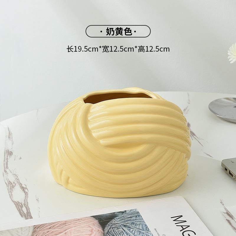 Kreative geknotete Taschentuchbox für den Wohnzimmertisch, ausziehbare Papierbox, Keramik-Taschentuchaufbewahrung, Ornamente, nordische Heimdekoration, Kunst