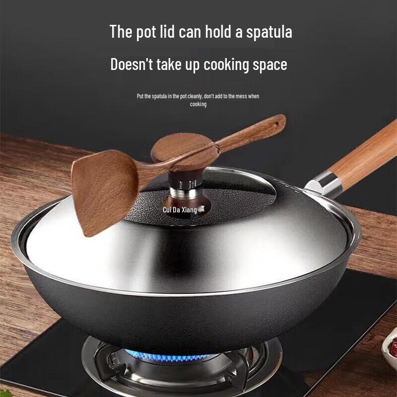 Chui Da Royal Refined Iron Wok with Glass Lid