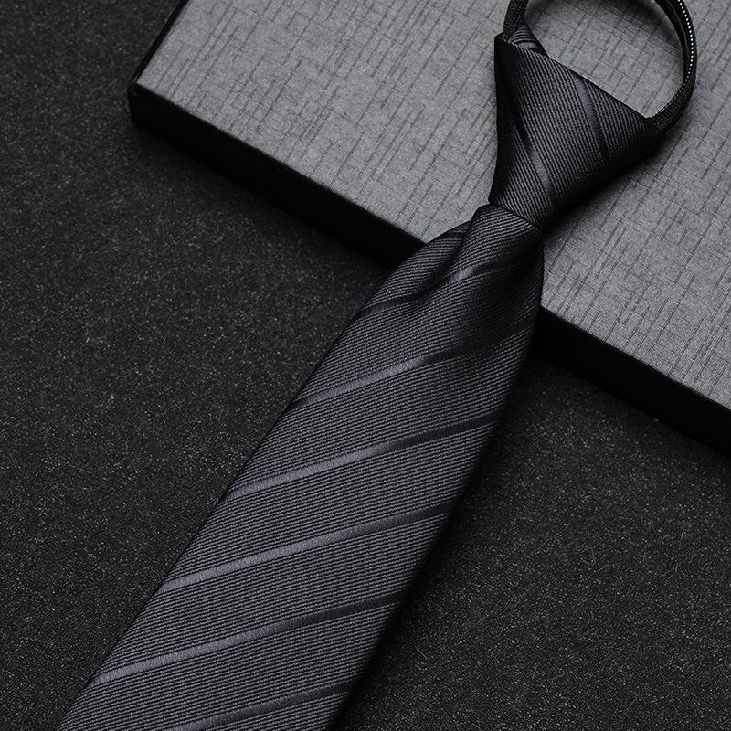 Business Dress Lazy Zipper Free Groom Best Man Wedding Korean Narrow Shirt Striped Plaid Tie