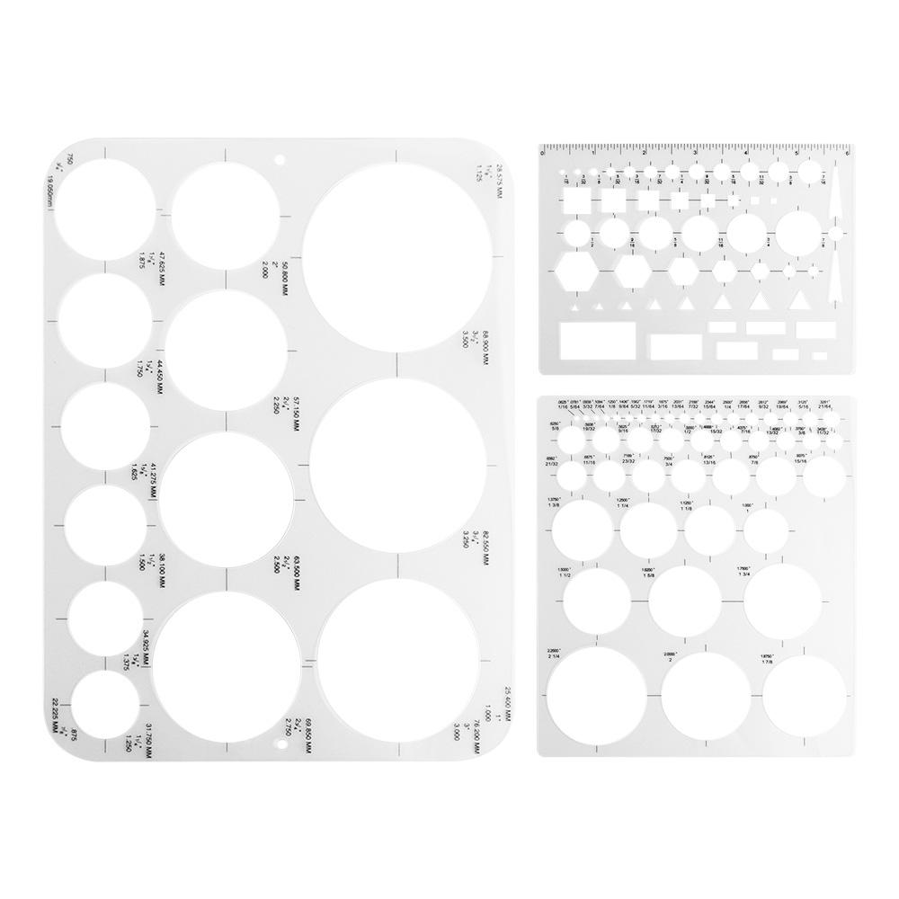 3Pcs 3 Sizes Round Templates DIY Multifunctional Geometric Ruler  School Office Supplies