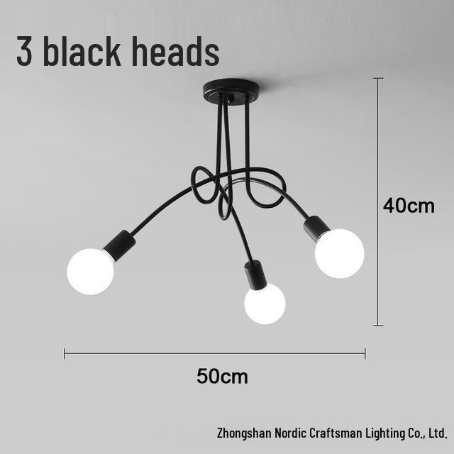 Modern Minimalist Industrial Ceiling Light - Creative Iron Pipe Design for Study, Bedroom, Living Room, or Children's Room