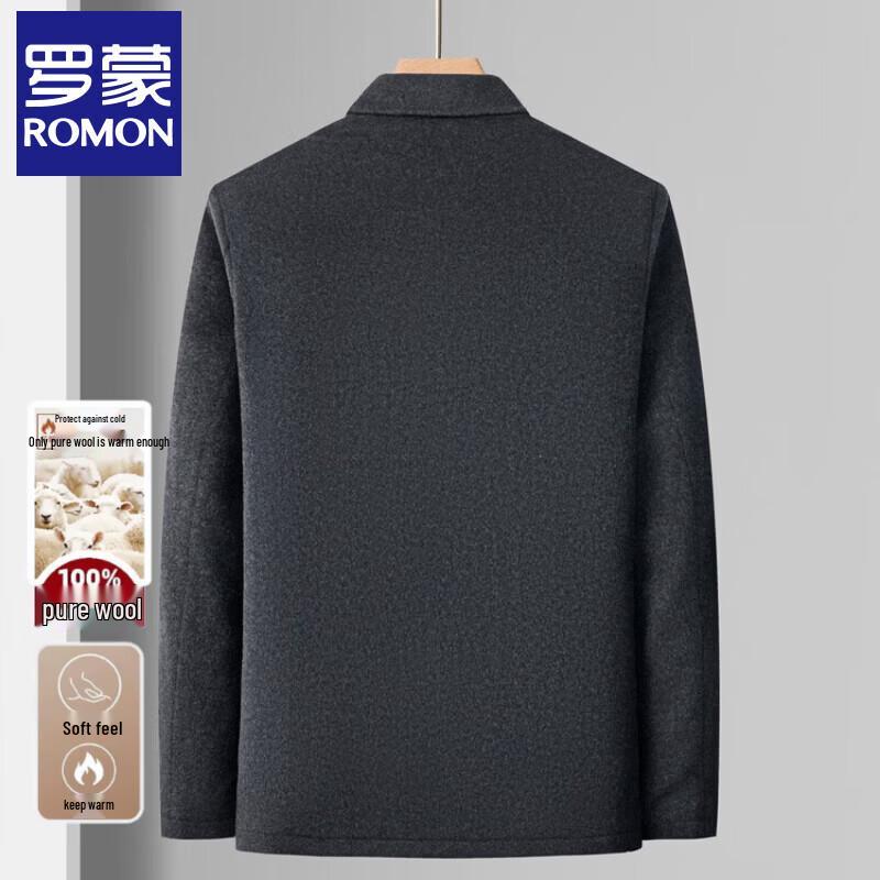 ROMON Men's 100% Merino Wool Business Casual Lapel Jacket