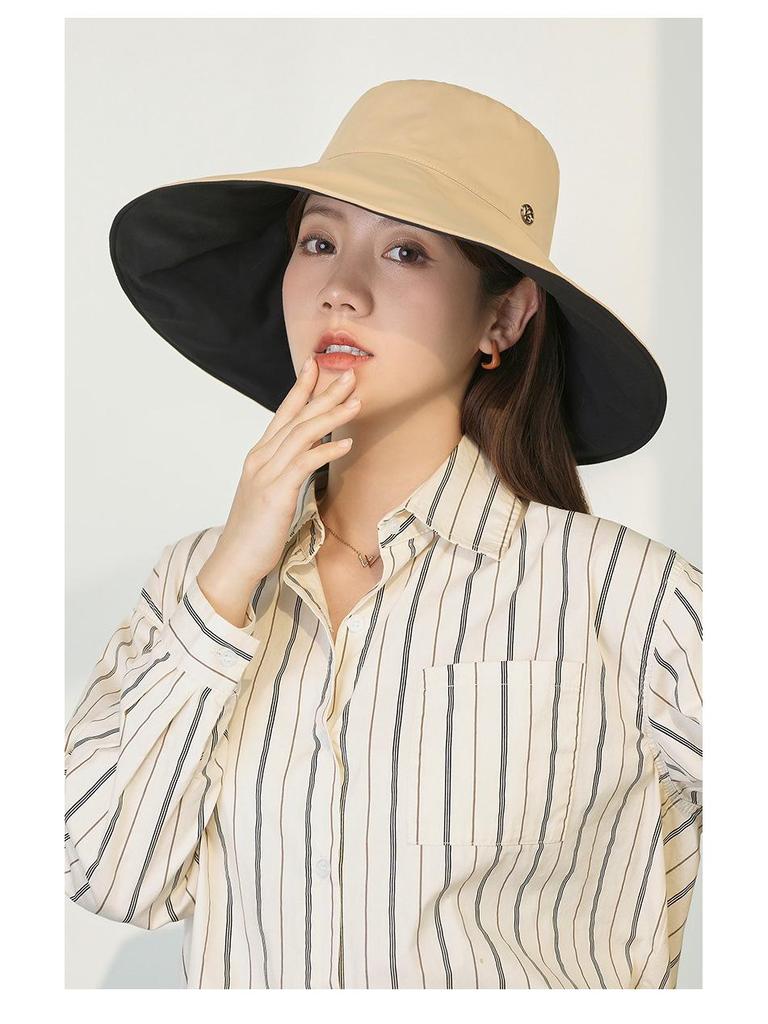 Jiao Xia Women's Double-Sided Fisherman Hat - Spring/Summer UV Protection with Large Brim