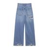 2025 Spring Women's European-American Ripped Loose Mid-Waist Jeans