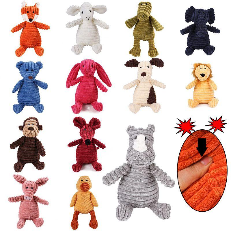 Corduroy Dog Toys For Small Large Dogs Animal Shape Plush Pet Squeaky Puppy