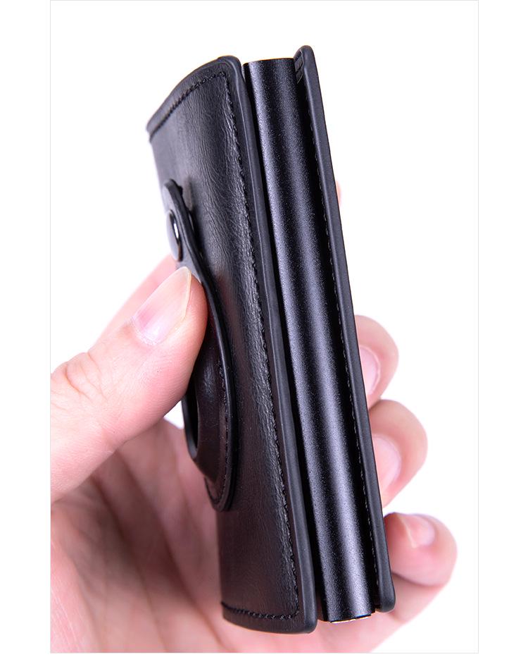 Anti-Theft RFID Aluminum & Stainless Steel Card Holder Leather Wallet.