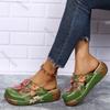Fashion New Baotou Ethnic Half Slippers for Women Flat Bottom Flower Thick Sole Retro Women's Platform Sandals Mules Summer Footwear