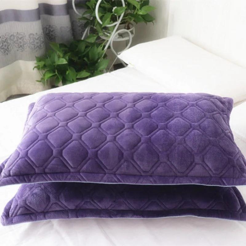 Premium Crystal Velvet Pillowcase Solid Color Winter Warm Pillow Cases Decor Home Pillow Covers Bedding Elegant Durable 48x74cm-1pair