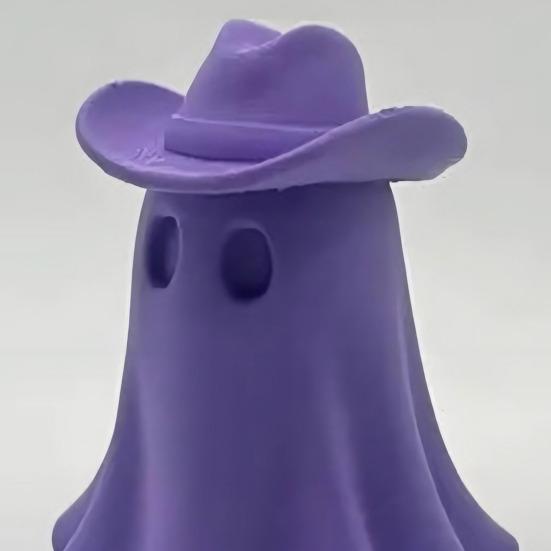 Halloween Cowboy Ghost Figurine Cute Ghost Statue Wearing Cowboy Hat Resin Tabletop Ornament for Home Living Room Bedroom Decor