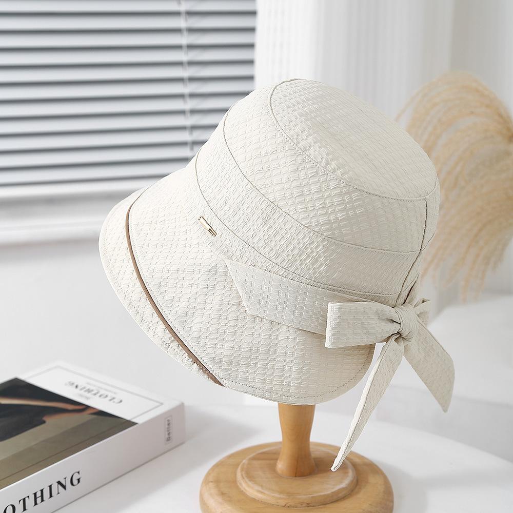 Summer Hats For Women Bucket Hat Korean Style Retro Lady Fashion Cloth Bow Foldable Sunscreen Trendy Women's Fisherman Cap New