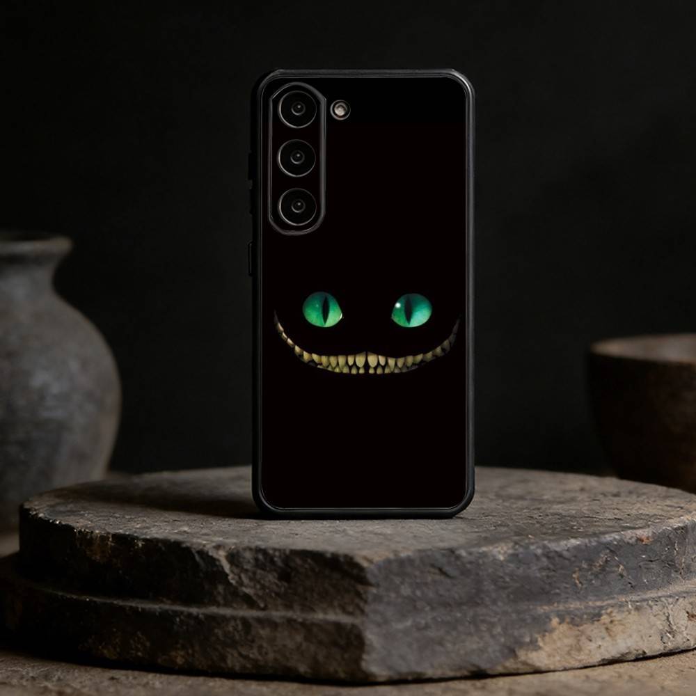 C-Cheshire Cat Cool Eye Alice Phone Case For Samsung Galaxy A13,21s,22,31,32,52,53,71,72,73,Soft Black Cover