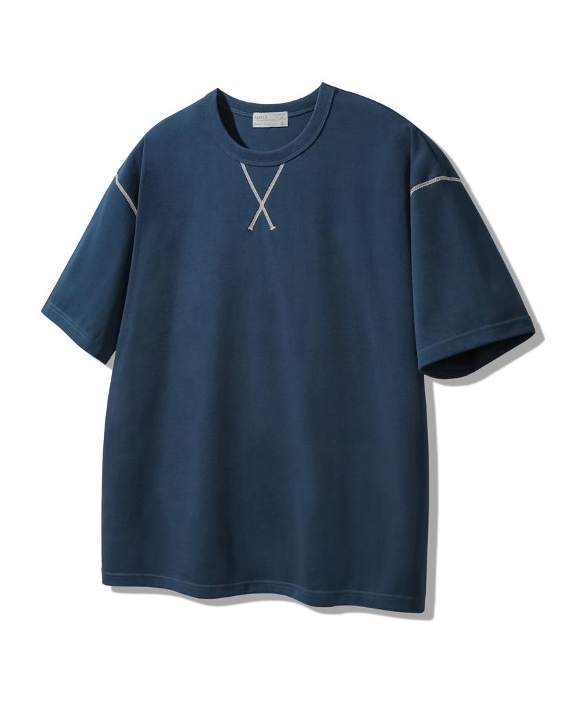 BAKKEN [Men] Color Block Stitch Point Short Sleeve T-Shirt Bk4216 (4 Colors)