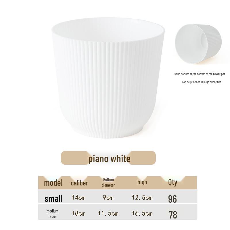 Nordic Thickened Lazy Desktop Vertical Stripe Round Pot: Phalaenopsis & Tiger Pothos Plastic Hydroponic Anti-Ceramic Flower Pot