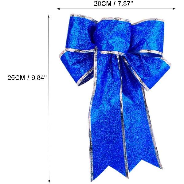 Meixinggu Polyester, Christmas Tree Ornament Decorations Big Bow-Knot 9.84'' 10 Pcs Set (Royal Blue)