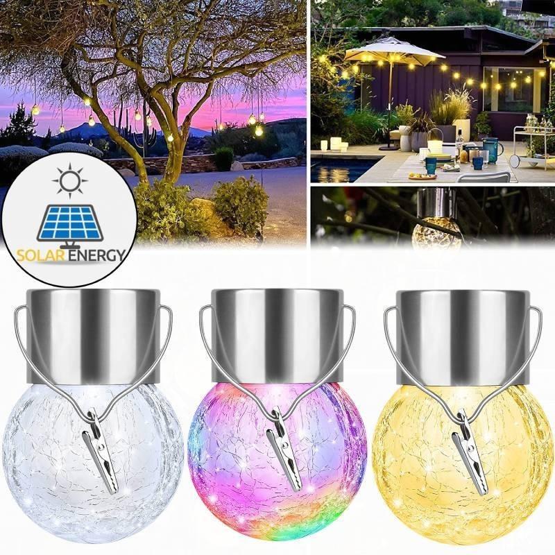 European Style Solar Glass Ball Led String Light Outdoor Crackle Ball Garden Decor Ip65