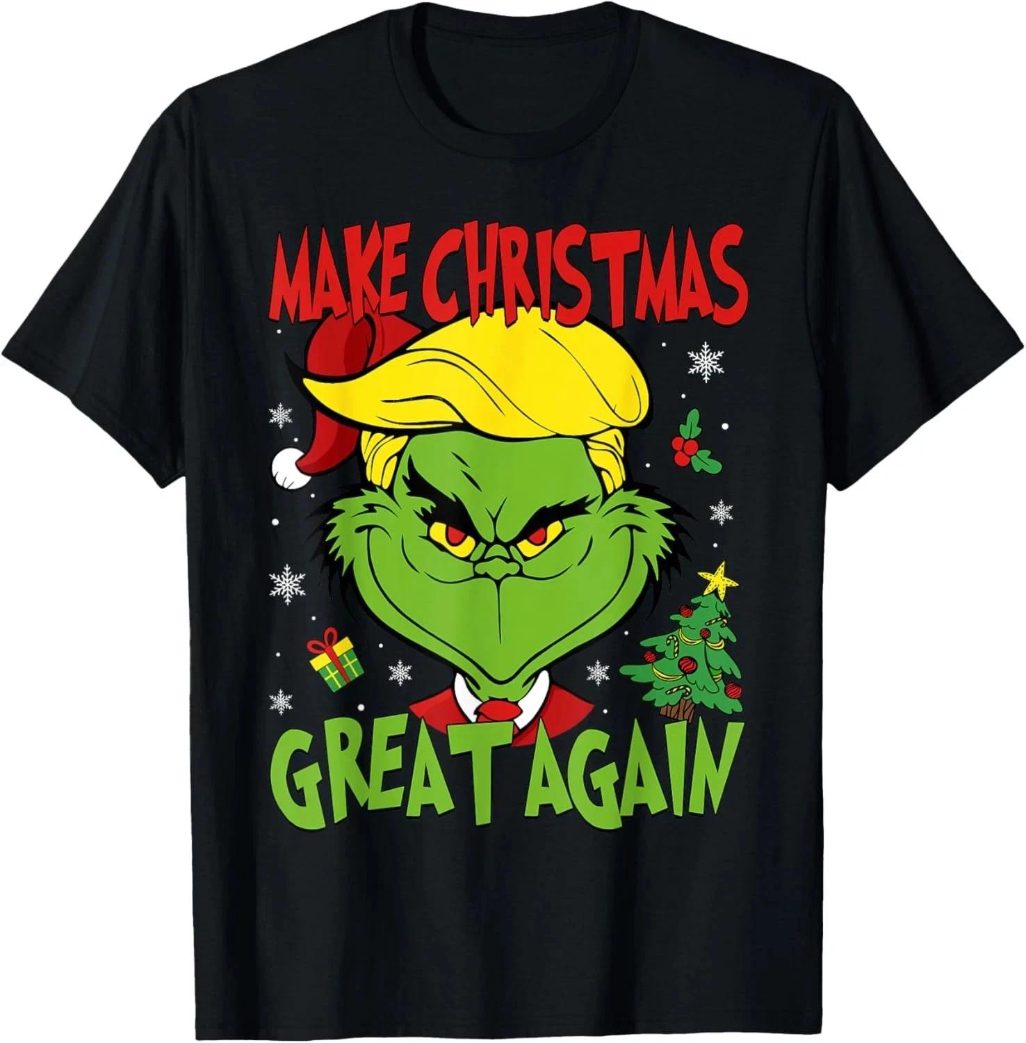 Make Christmas Great Again Funny Santa Trump 2024 Men Xmas T-Shirt L