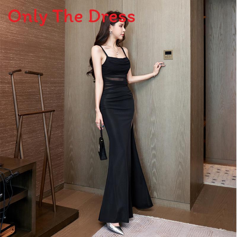 Elegant Long Dress For Women With Slit And Bodycon Fit For Evening Wear