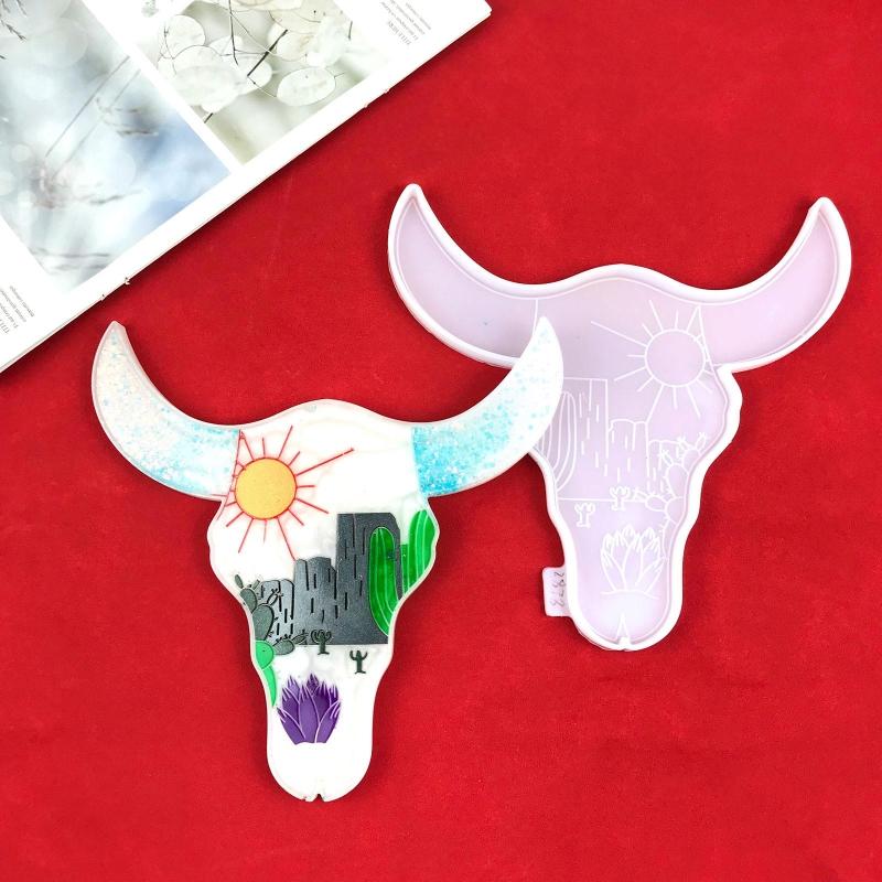 Animal for Head Silicone Mold Wall Pendant Decor Resin Casting Mold Bull for Head Coaster Epoxy Casting Mold Home Decor