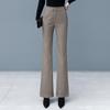 Women's High Waist Woolen Micro Flare Pants - Slimming, Casual, Versatile Drapey Design