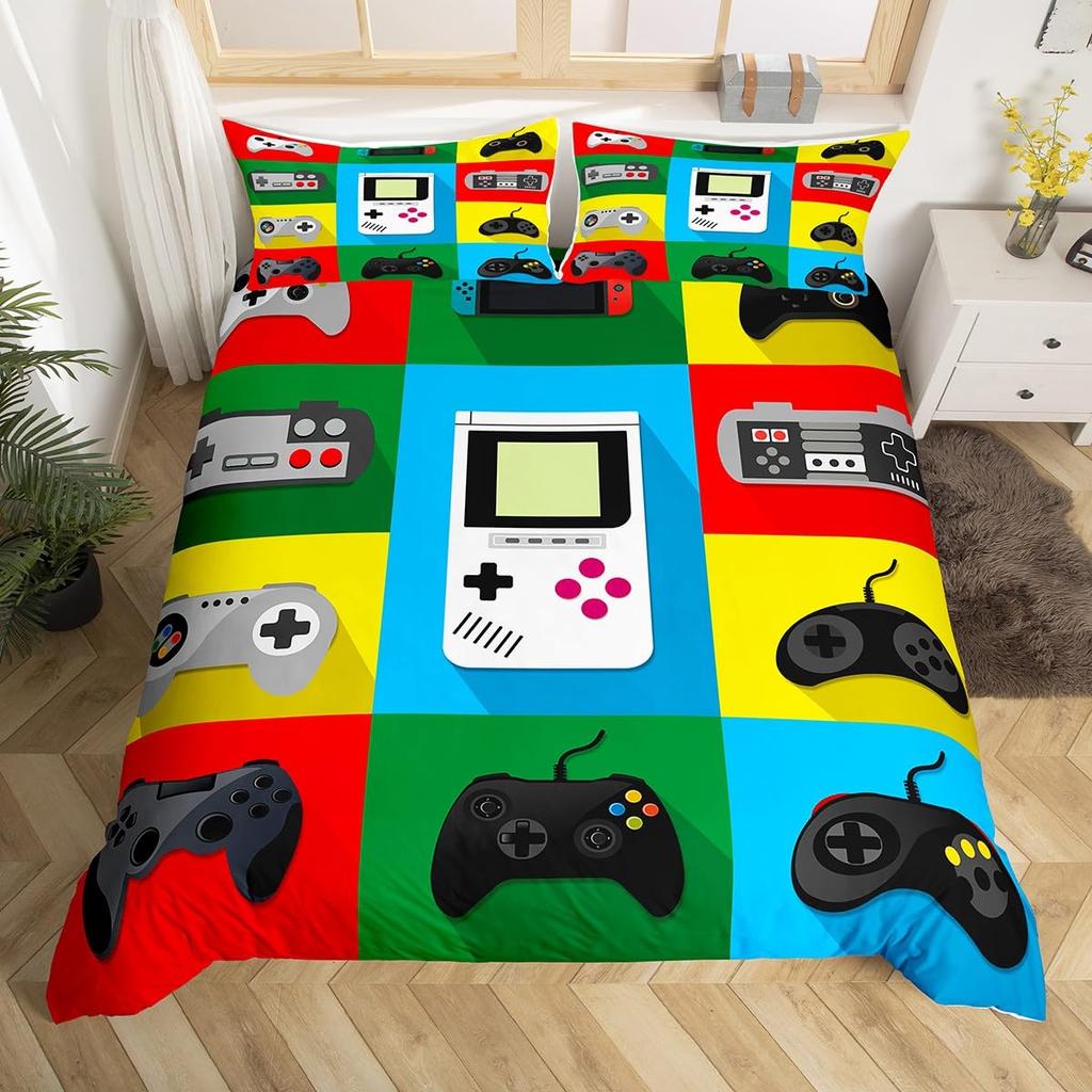 Gaming Duvet Cover Twin Queen Game Controller Bedding Set For Child Teens Gamer Room Decor Microfiber Gamepad Comforter Cover