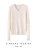 Damen Schlank geschnittener V-Ausschnitt Kaschmirpullover - Herbst/Winter Zopfmuster Langarm Einfarbige Basis Schicht