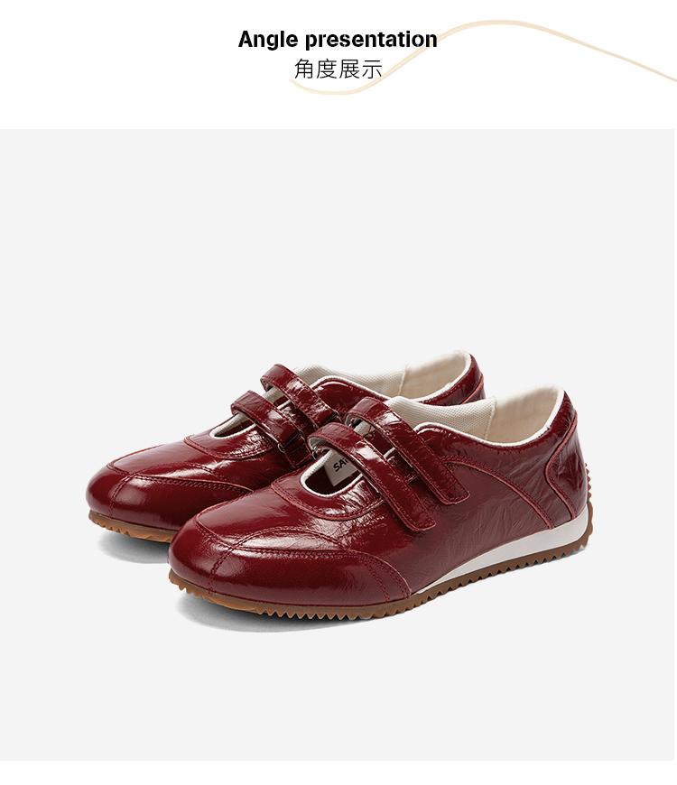 [Cowhide] French Style Double Strap Retro German Training Shoes
