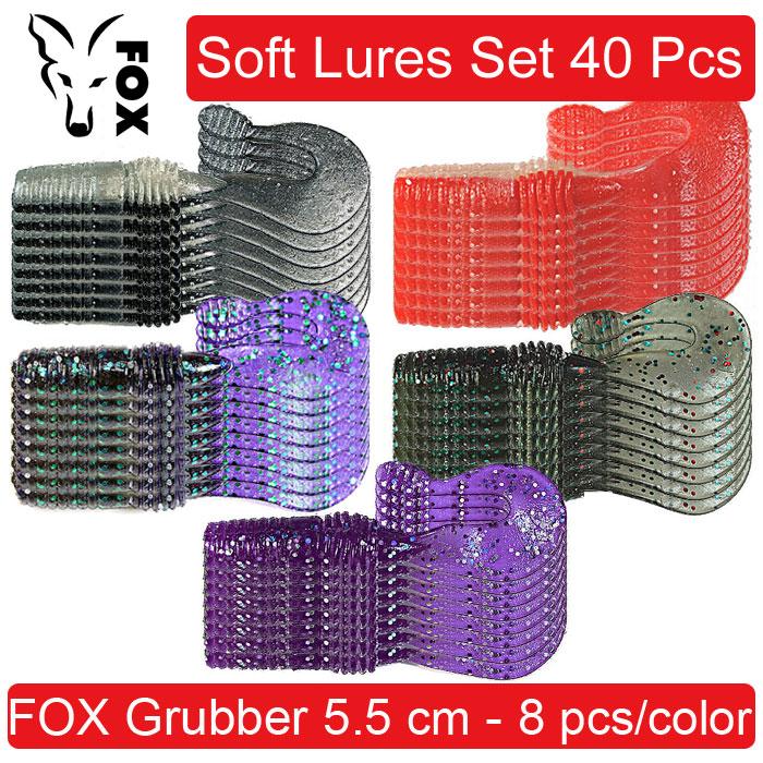 

Soft Lures Set FOX GRUBBER # 1, 55 mm, Набір силіконових принад для риболовлі, твістери - 40 шт. 40 pcs