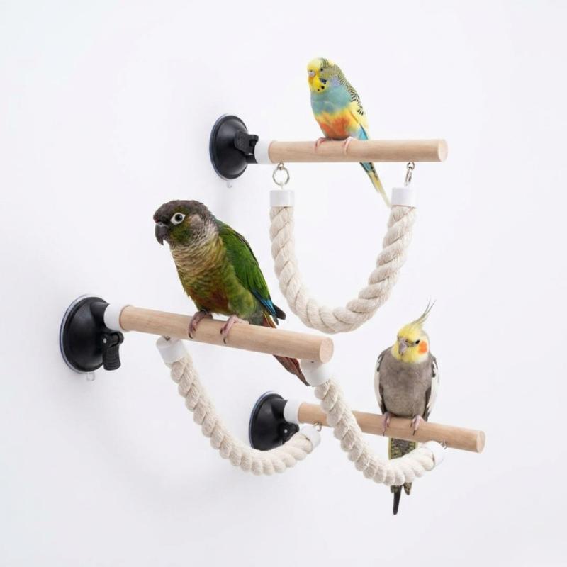 Climbing Parrot Perch Set For Birds Suction Cup Swing Toy Non-Slip And Bite Resistant