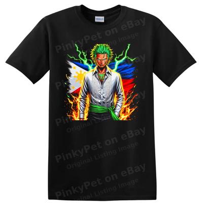 Roronoa Zoro Anime T Shirt Philippine Flag Lightning Fire Warrior Graphic Tee