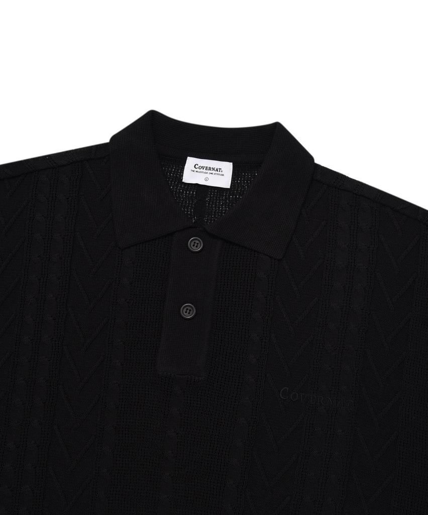 COVERNAT Cool Cable Collar Half Knit Black