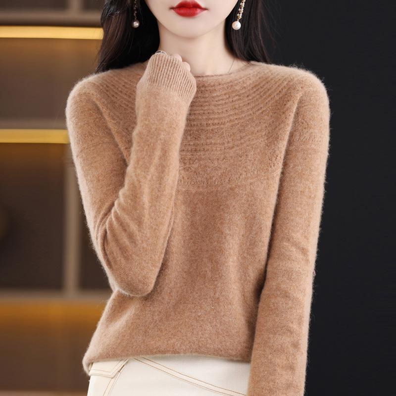 2023 Autumn Women's Pure Wool Round Neck Knit Sweater Cardigan - Stylish & Versatile