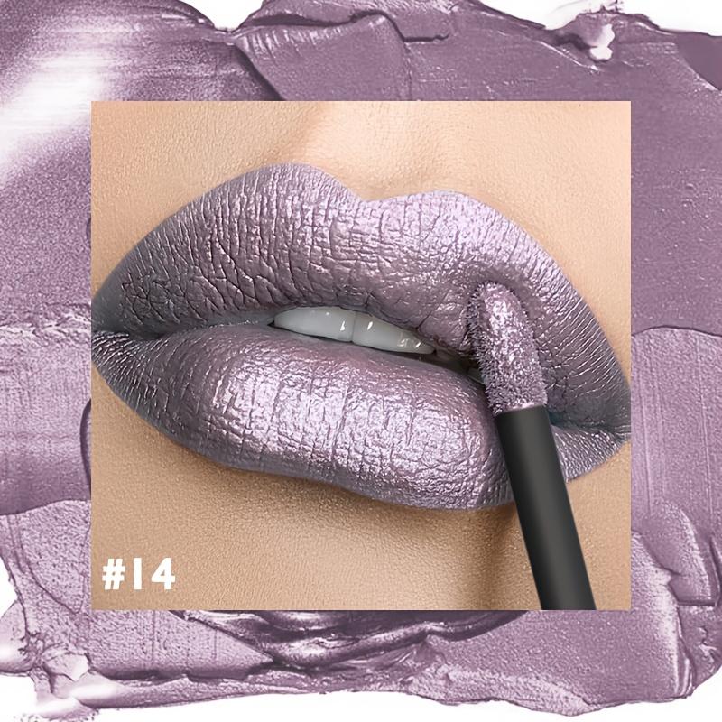 Gloss Labial Metálico Alto Brilho, Longa Duração, Fórmula Não Pegajosa, Batom Hidratante Brilho Labial Ideal para Festas, Encontros e Uso Diário