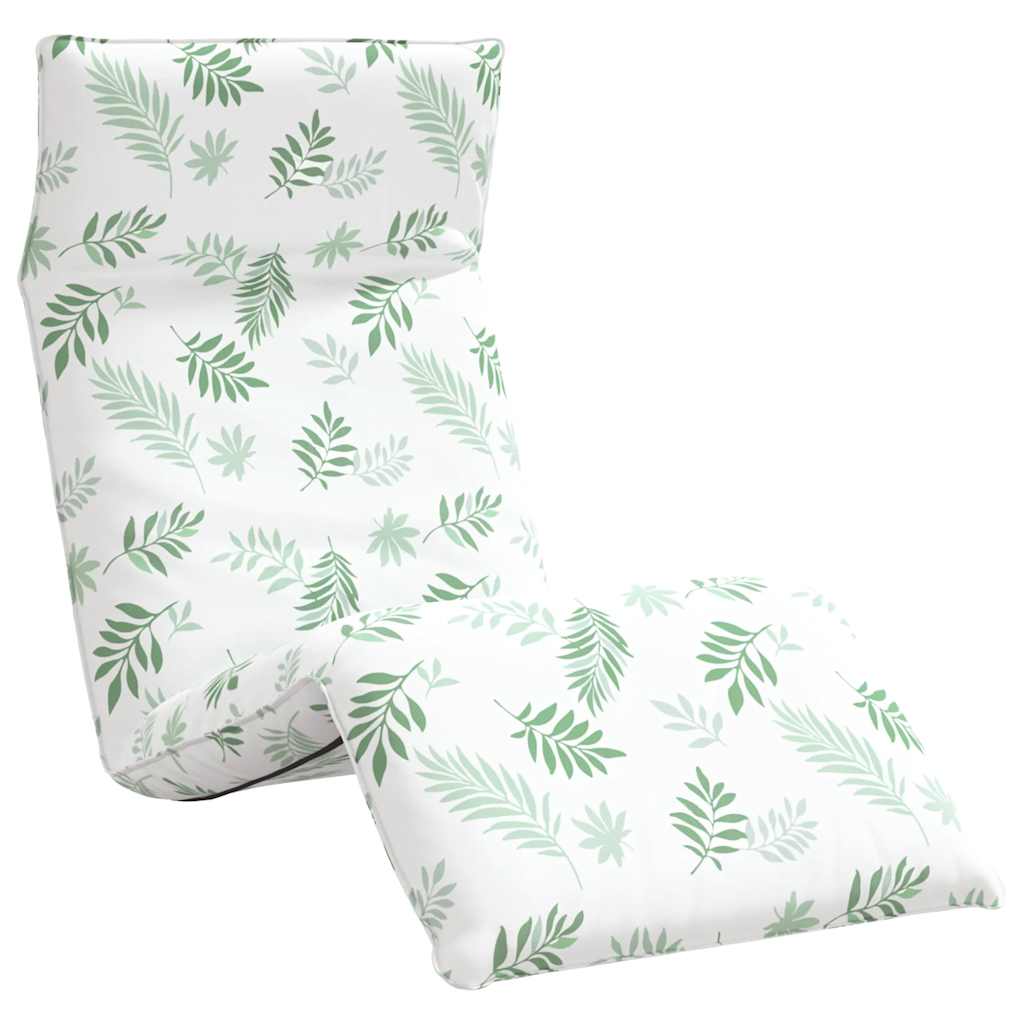 Folding Sun Lounger with Leaf Pattern 175 x 54 x 8.5 cm Oxford Fabric