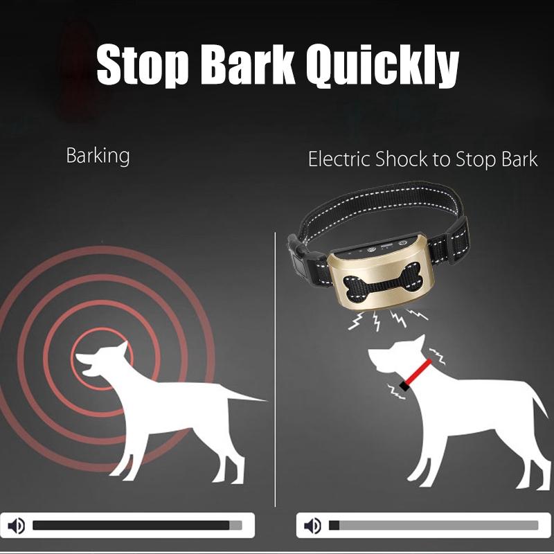 Control Stop Barking Waterproof Ultrasonic Training Collars Rechargeable Pet Anti Bark Collar