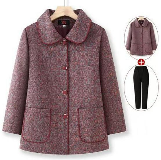 Grandma's 2026 Spring-Autumn Lapel Jacket: New Style Women's Casual Jacket for Middle-Aged & Elderly Moms & Mothers-in-Law