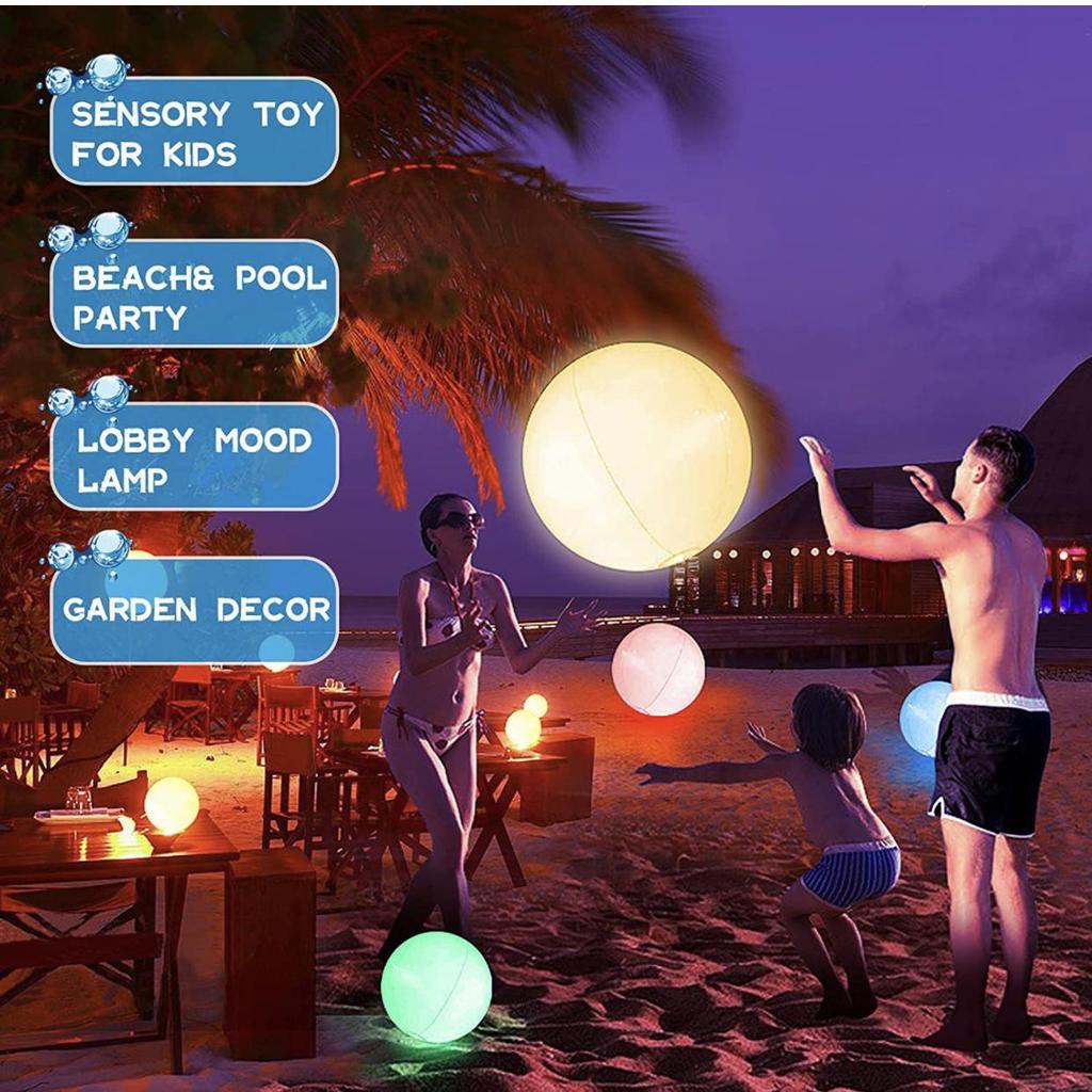 Remote-Controlled 16-Color LED Inflatable 40cm Luminous Beach Ball
