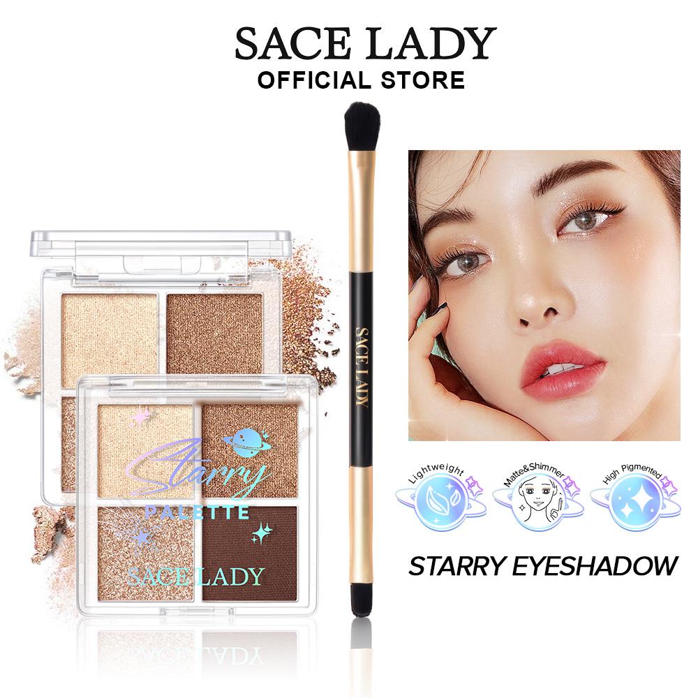 

SACE LADY 2 шт. Набор для макияжа глаз Пигментированная палитра теней для век Гладкая шелковистая легкая косметика для глаз с кистью для теней Косметический набор