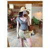 2026 Summer Korean Style Slim-Fit Wool T-Shirt for Women - Spicy U-Neck, Short-Sleeved, Sexy & Trendy