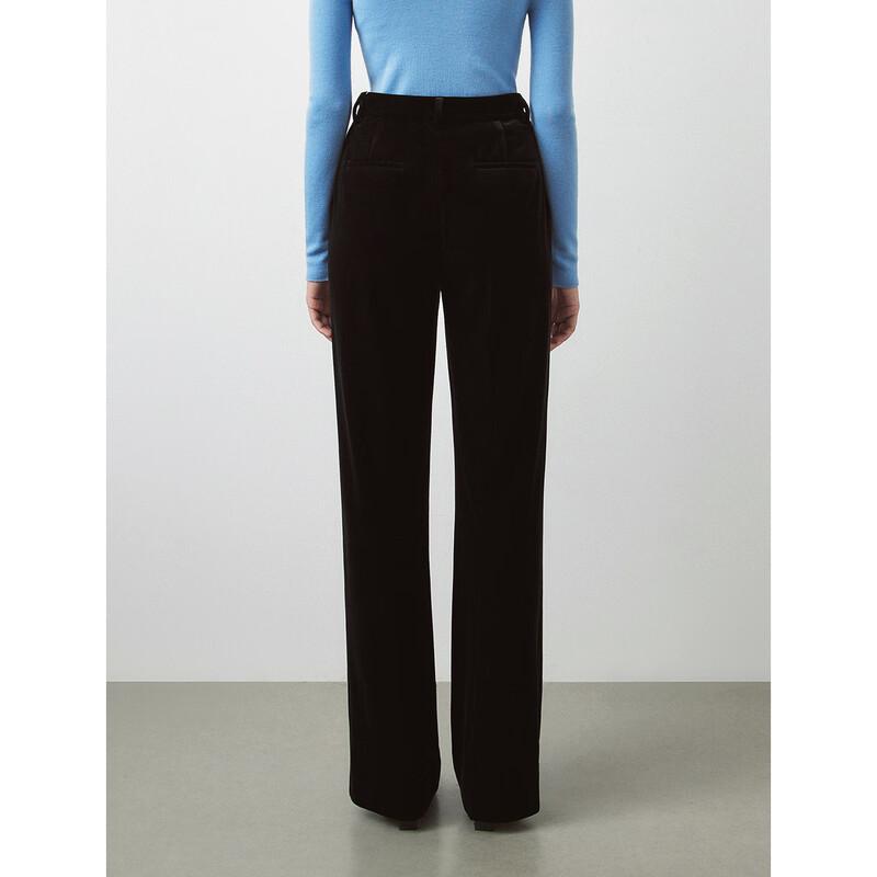 LANGZI Women's Retro High-Waist Straight-Leg Velvet Pants