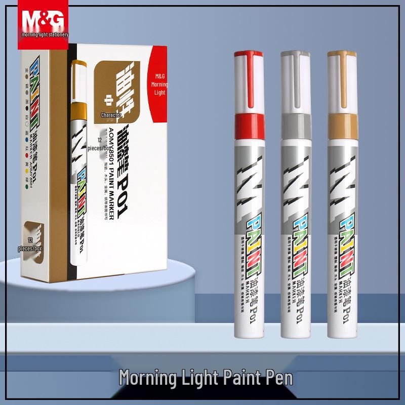 

Chen MG Waterproof DIY Creative Marker Set - Light Paint & Highlighter Pens in Gold, Black, White Colors. Black Y8501 Paint Pen