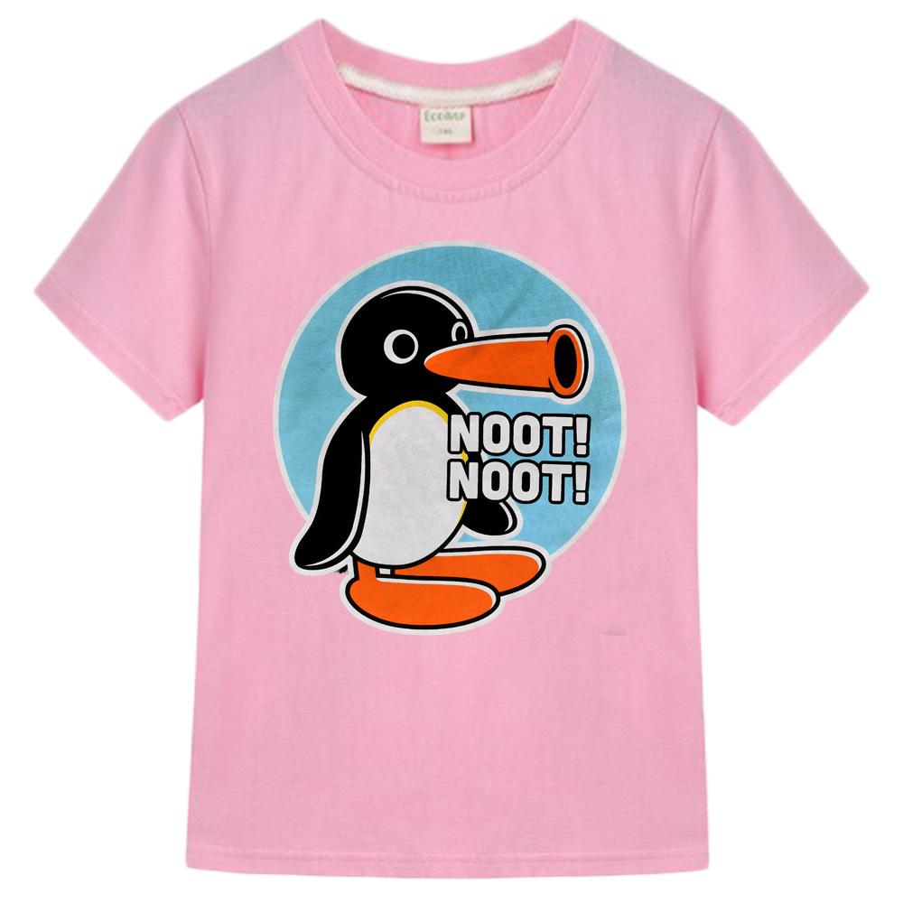 Pingu Abbigliamento Bambini Top per Ragazzi/Ragazze Maniche Corte Sportiva Moda Streetwear Fumetti Girocollo T-shirt