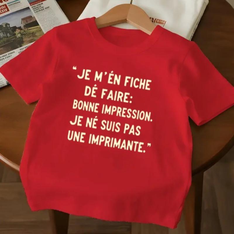 Children Crew Neck Short Sleeve T-Shirt with Fun Letter Print