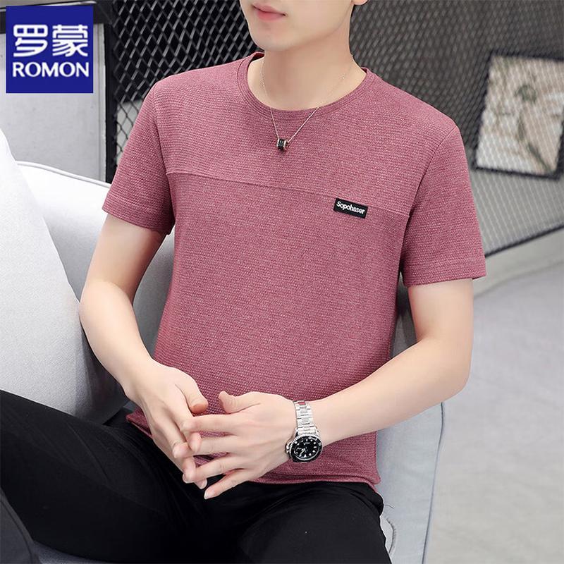 Romon Men's Short Sleeve Round Neck T-Shirt